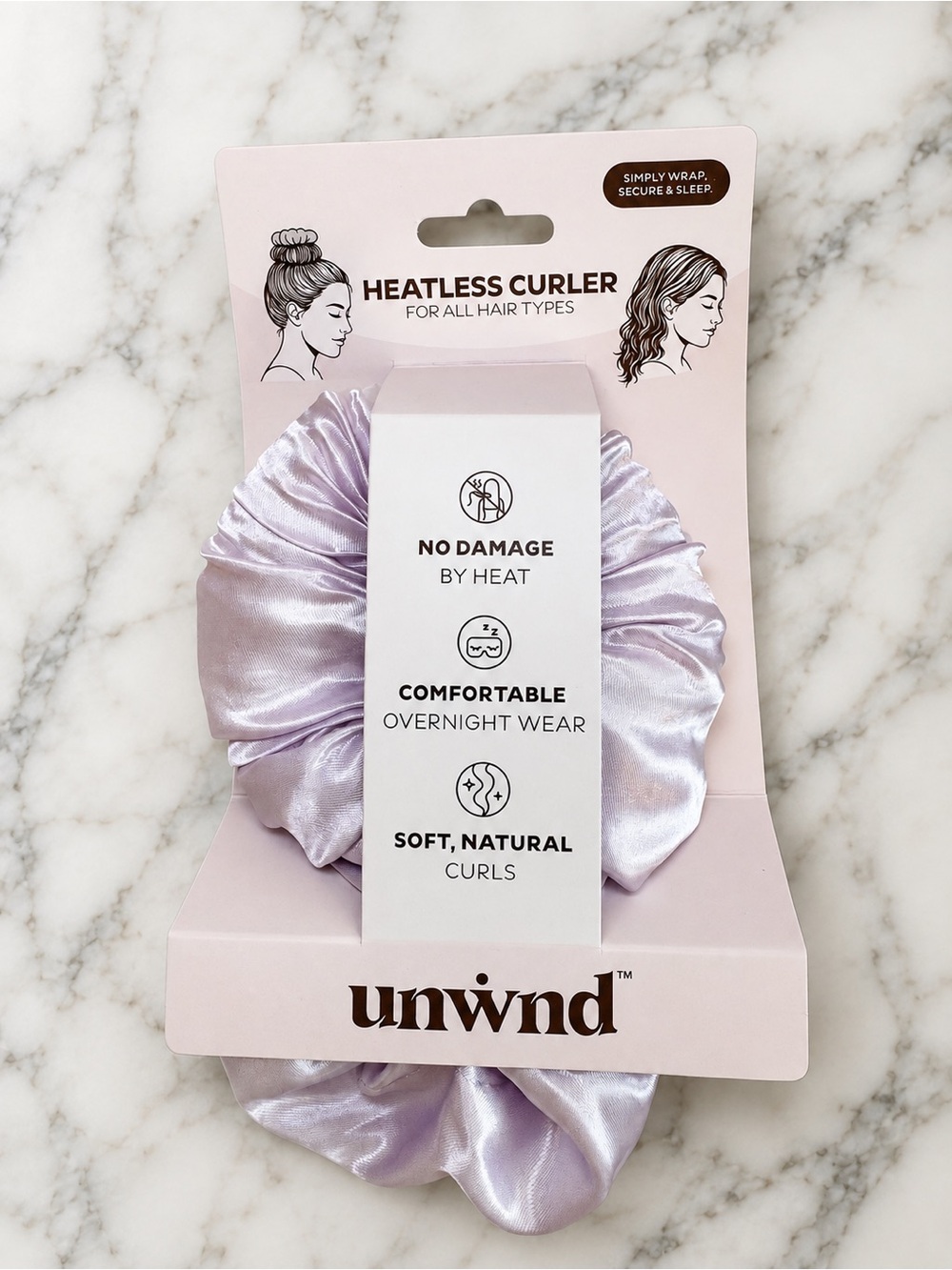 Heatless Curler Satin Scrunchie - Lilac